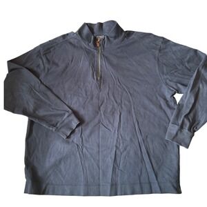 T Harris London Mens Navy Blue 100 Cotton 1/4 Zip Pullover‎ Sweater XL